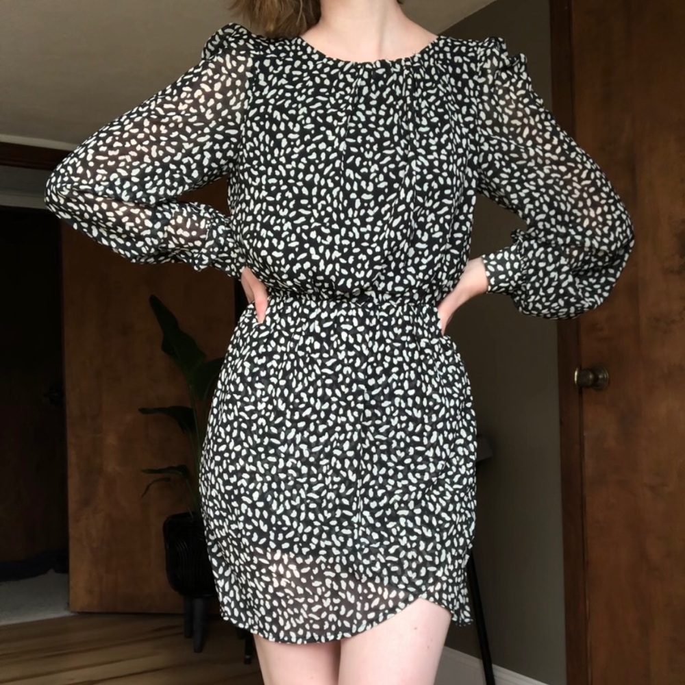 Patterned Mini Split Front Dress